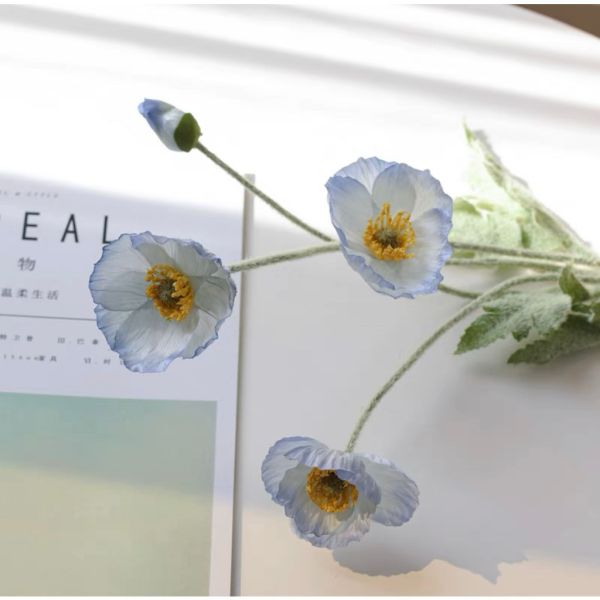 仿真植物 | 深淺藍調罌粟花 