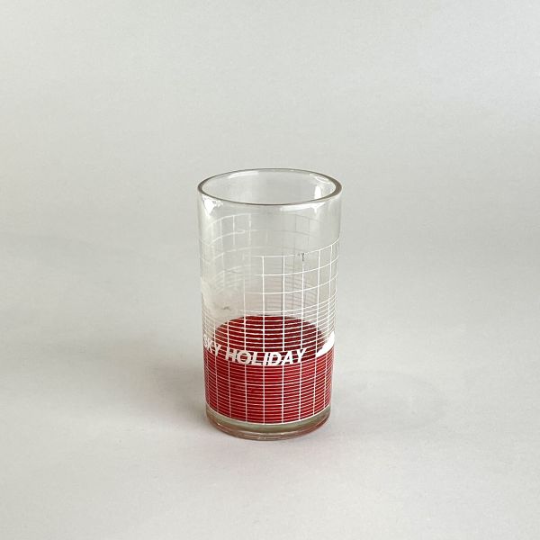 紅白格子玻璃杯 