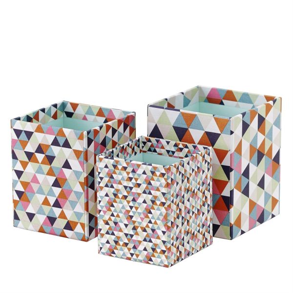彩色幾何收納筆筒組 