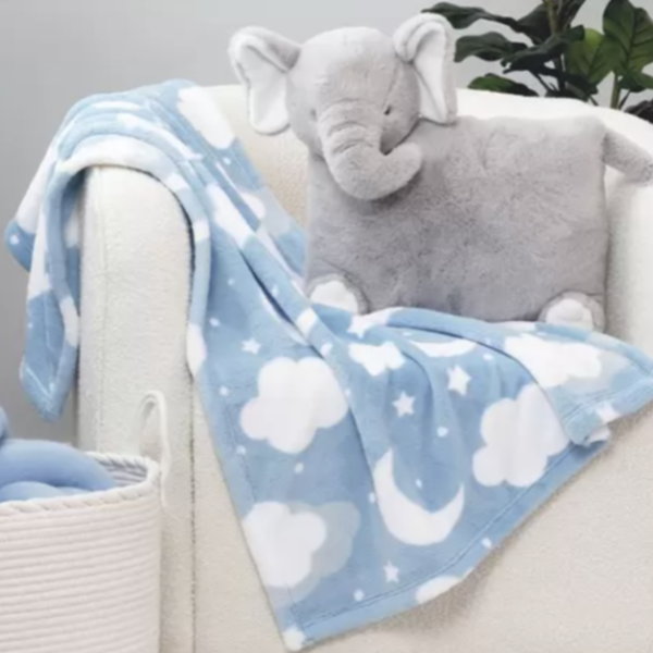 藍白雲朵保暖毯 