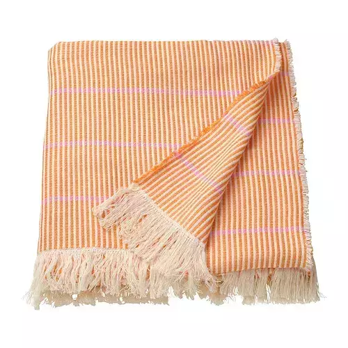 橘白條紋蓋毯 