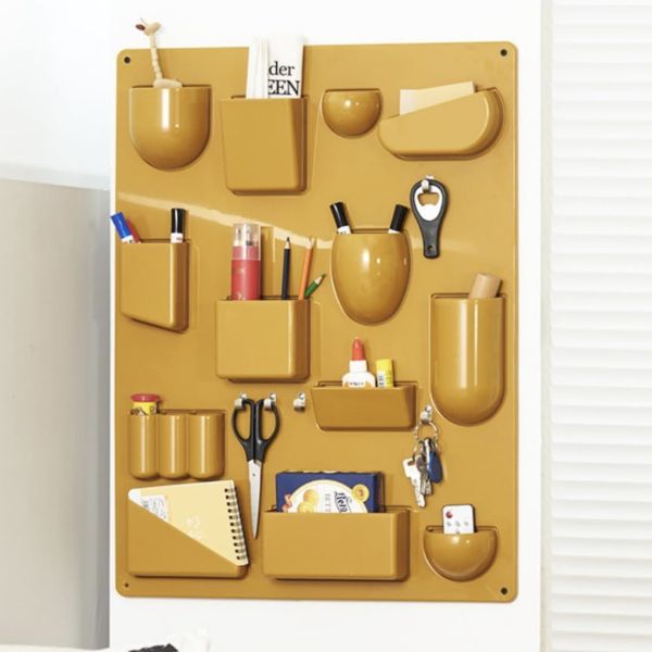 黃色壁掛收納架 