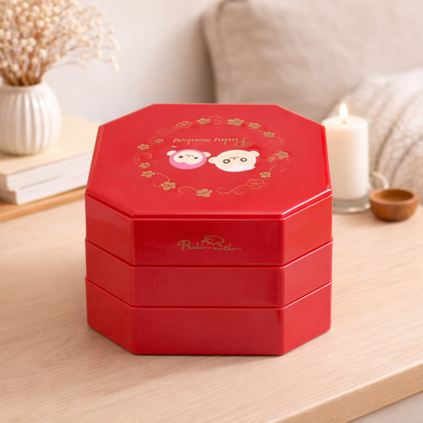 紅色塑料三層糖果置物盒 