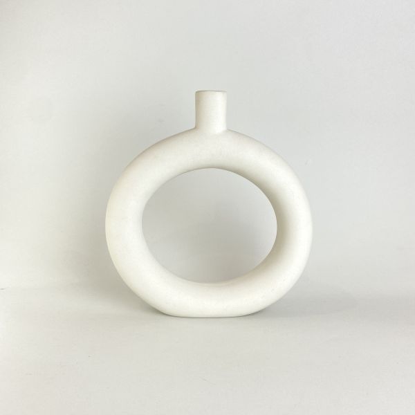 白色大中空花器 