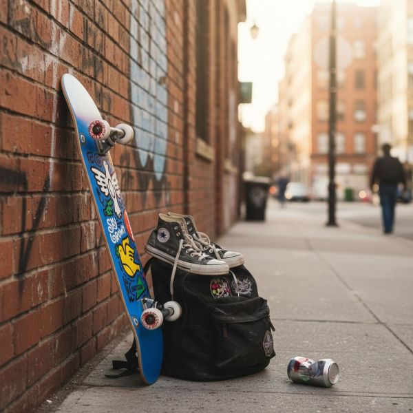 藍色鳥塗鴉滑板 