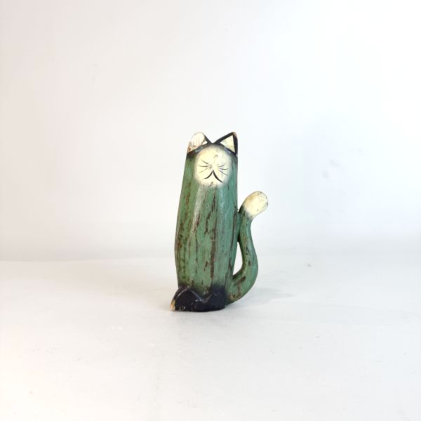 綠色木頭貓三件組 