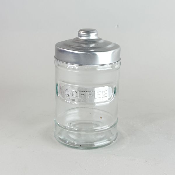 銀蓋玻璃儲物罐 sugar/coffee 