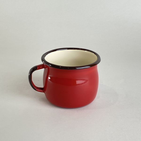 紅色黑邊陶瓷杯 