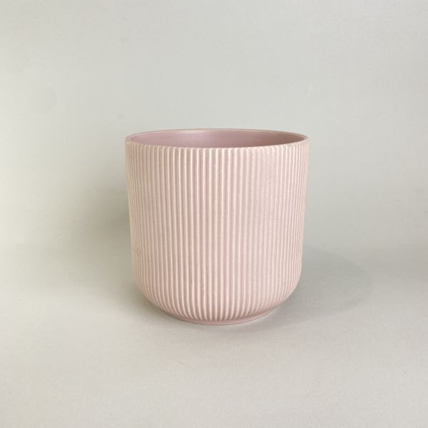 粉色直紋（圓角）盆器 