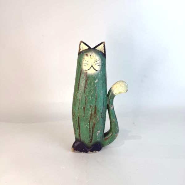 綠色木頭貓三件組 