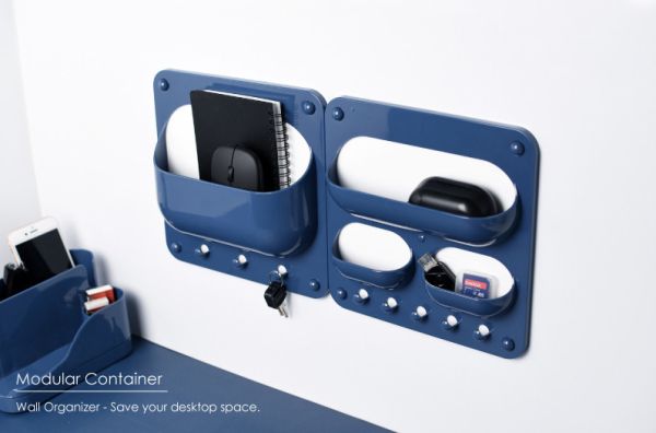 普普風磁吸式壁面收納盒 藍/米 