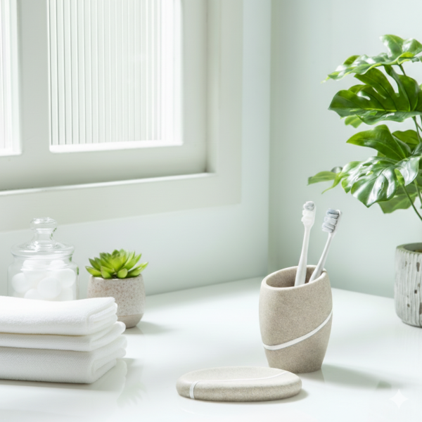 曲線仿石 漱口杯皂盤 | 兩件組 