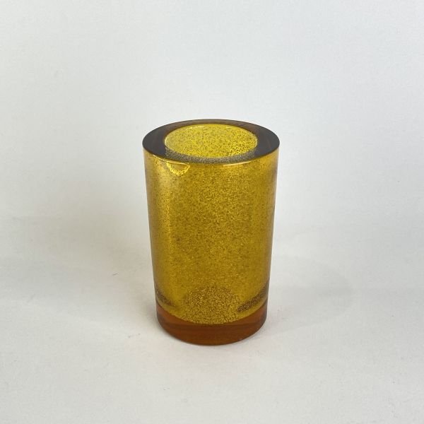 黃色厚玻璃燭杯 