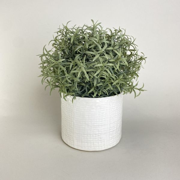 白色格紋盆器 