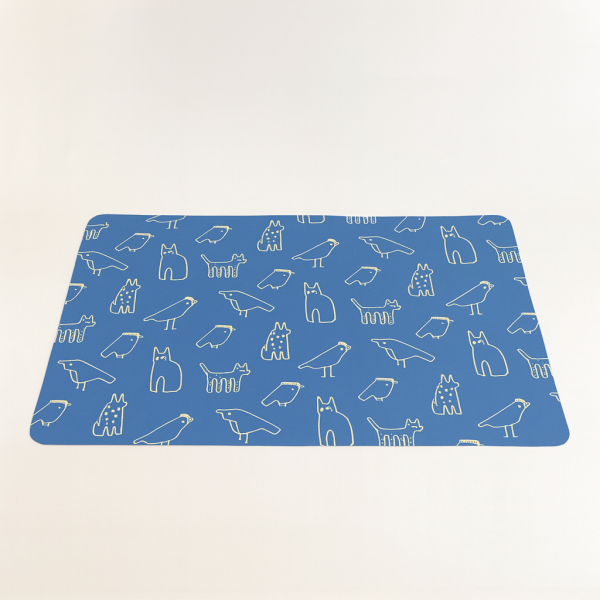動物插畫兒童藍色桌墊 