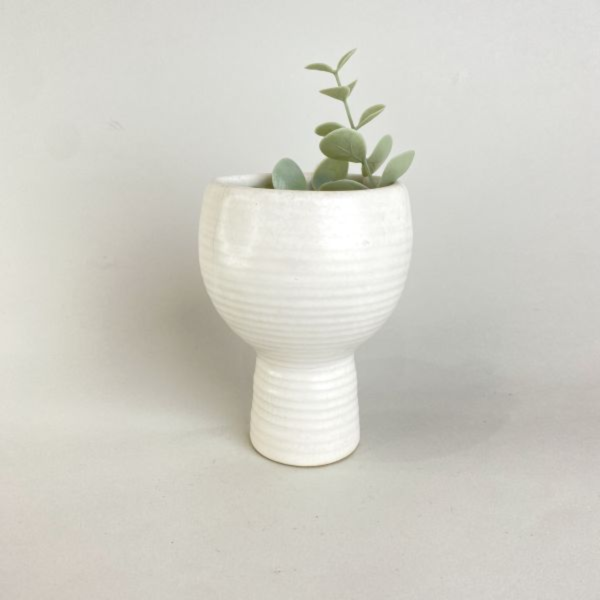 白棕色手感高腳陶器 | 燭台 