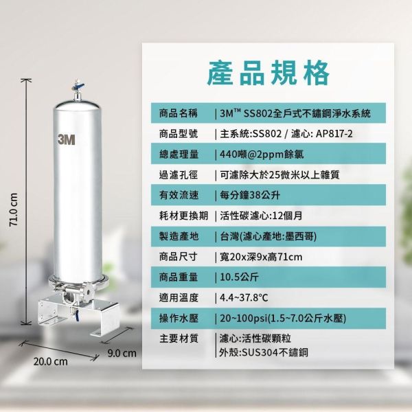 【下單現折4000+詢問再折】SS802 | 3M™ 全戶式不鏽鋼淨水系統 | 請輸入優惠代碼D4000 SS802,3M,全戶式不鏽鋼淨水系統,全戶,淨水,替換濾心