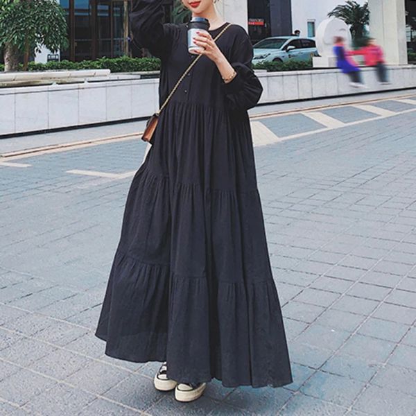 黑色燈籠長袖蓬蓬蛋糕裙長洋裝 黑色燈籠長袖蓬蓬蛋糕裙長洋裝