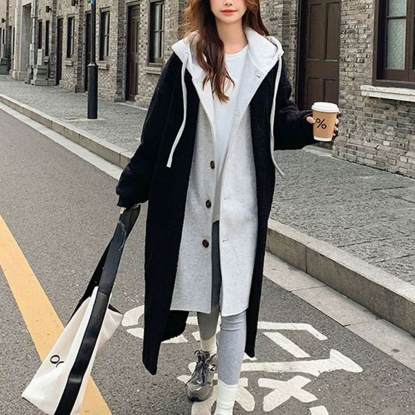 撞色連帽假兩件羊羔毛外套 撞色連帽假兩件羊羔毛外套