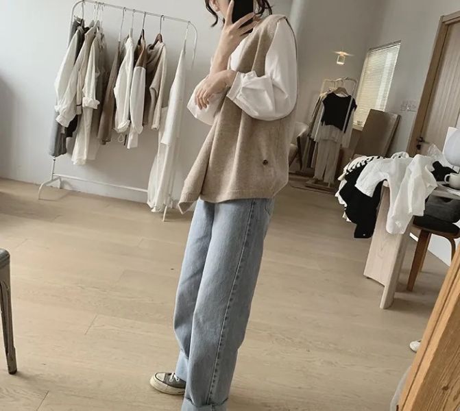 3色細針織交叉背心 3色細針織交叉背心