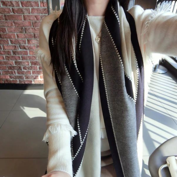 時尚拼色雙面披肩圍巾 時尚拼色雙面披肩圍巾