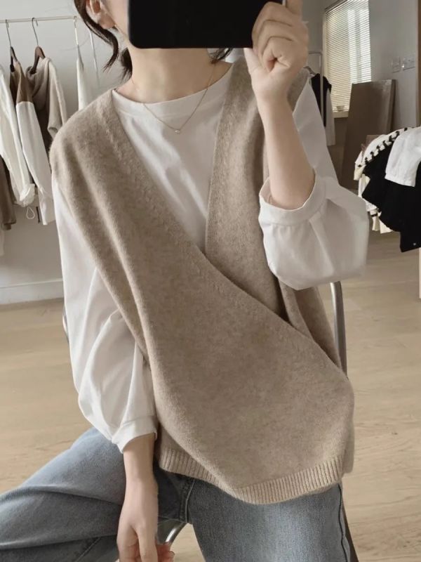 3色細針織交叉背心 3色細針織交叉背心