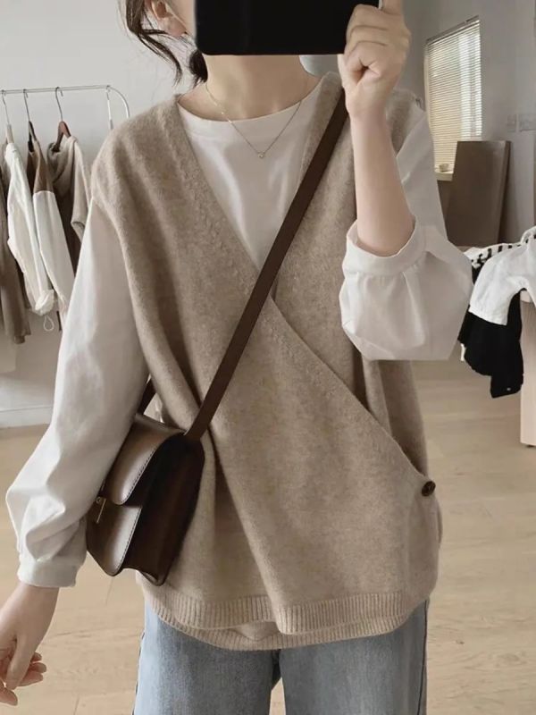 3色細針織交叉背心 3色細針織交叉背心