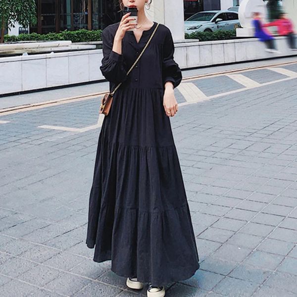 黑色燈籠長袖蓬蓬蛋糕裙長洋裝 黑色燈籠長袖蓬蓬蛋糕裙長洋裝