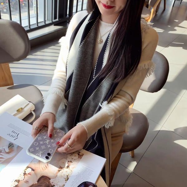 時尚拼色雙面披肩圍巾 時尚拼色雙面披肩圍巾