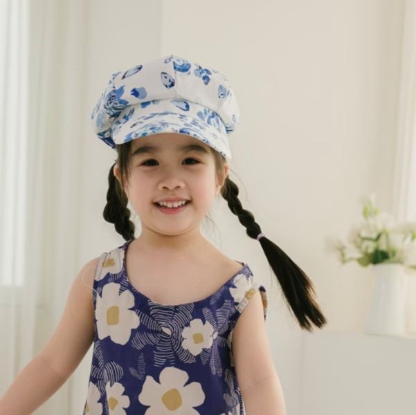 【Bipulent】蓬蓬藝術家貝蕾帽-反白織錦如藍 