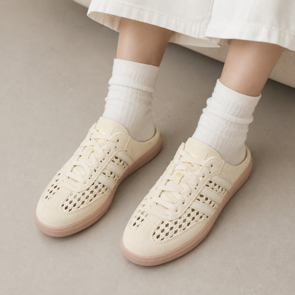 adidas Samba Mule Woven 奶油白編織半拖鞋 adidas、Samba、Samba Mule、adidas Samba Mule Woven、奶油白球鞋、穆勒鞋、半拖鞋、編織鞋、夏季穿搭、女鞋代購、adidas代購