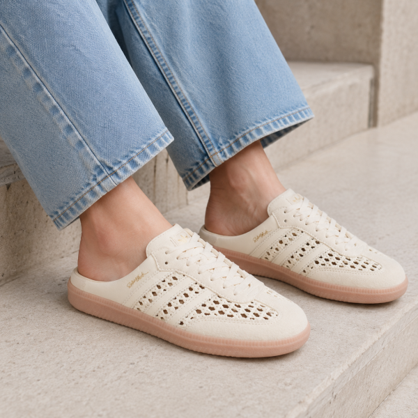 adidas Samba Mule Woven 奶油白編織半拖鞋 adidas、Samba、Samba Mule、adidas Samba Mule Woven、奶油白球鞋、穆勒鞋、半拖鞋、編織鞋、夏季穿搭、女鞋代購、adidas代購