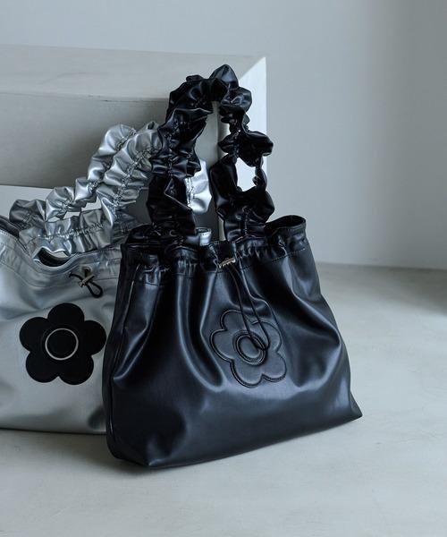 MARY QUANT × VIS 聯名 荷葉提把托特包 MARY QUANT,VIS,荷葉提把托特包,雛菊包,A4托特包,13吋筆電包,日本限定,黑色托特包,銀色托特包,聯名包包