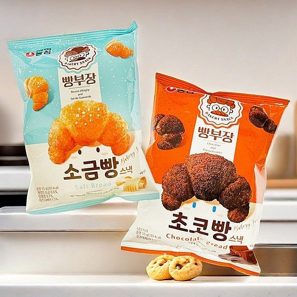 韓國 農心 麵包部長 奶油鹽/巧克力味 可頌造型餅乾 55g | 香濃鬆脆 可頌餅乾 韓國零食 韓國農心, 麵包部長, 可頌餅乾, 奶油鹽餅乾, 巧克力餅乾, 韓國零食, 下午茶點心, 迷你可頌, 香脆餅乾, 鹹甜餅乾