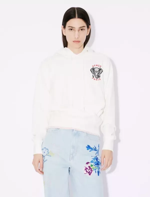 KENZO ELEPHANT CREST 白色刺繡連帽衛衣 (woman) 