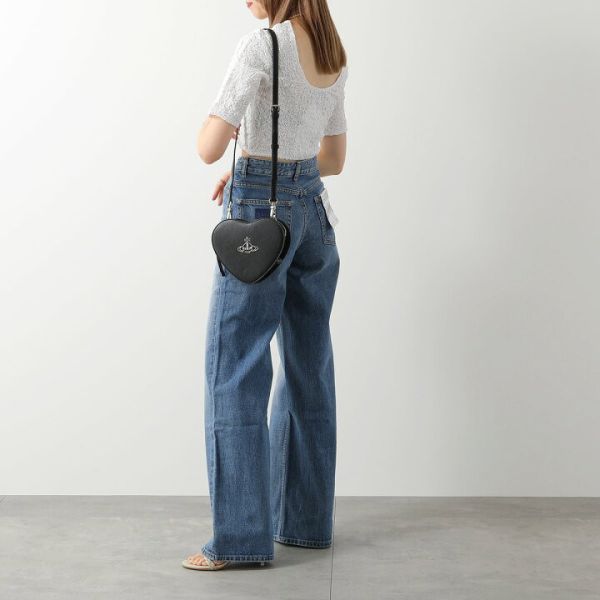 Vivienne Westwood [雙層] 黑色心型斜背包 