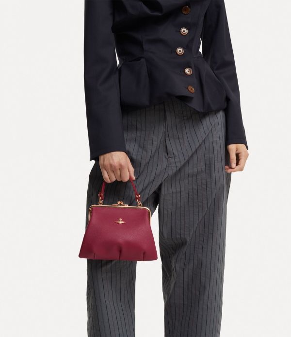 Vivienne Westwood Granny Frame酒紅金鏈牛皮鏈條水餃包 