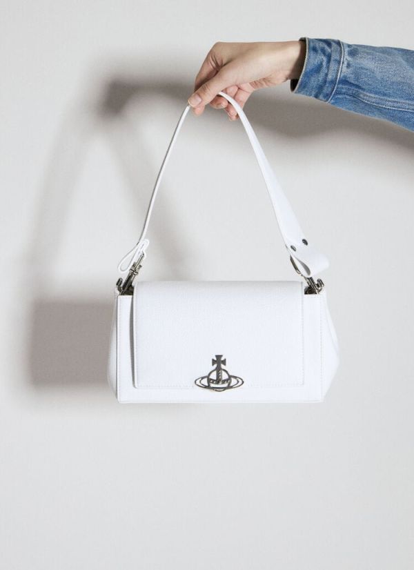 Vivienne Westwood HAZEL 中號白色皮革腋下包 