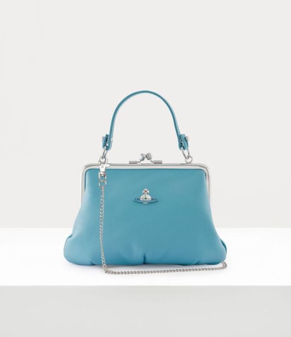 Vivienne Westwood Granny Frame藍色小羊皮鏈條水餃包 