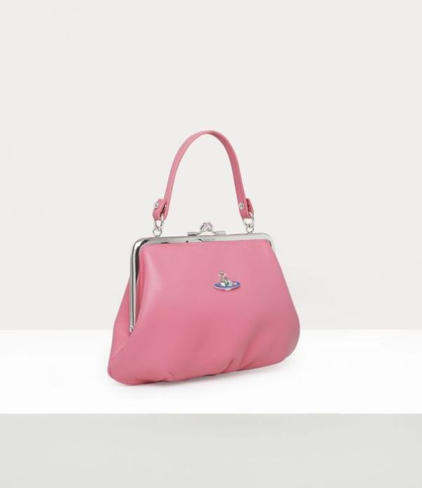 Vivienne Westwood Granny Frame粉色小羊皮鏈條水餃包 