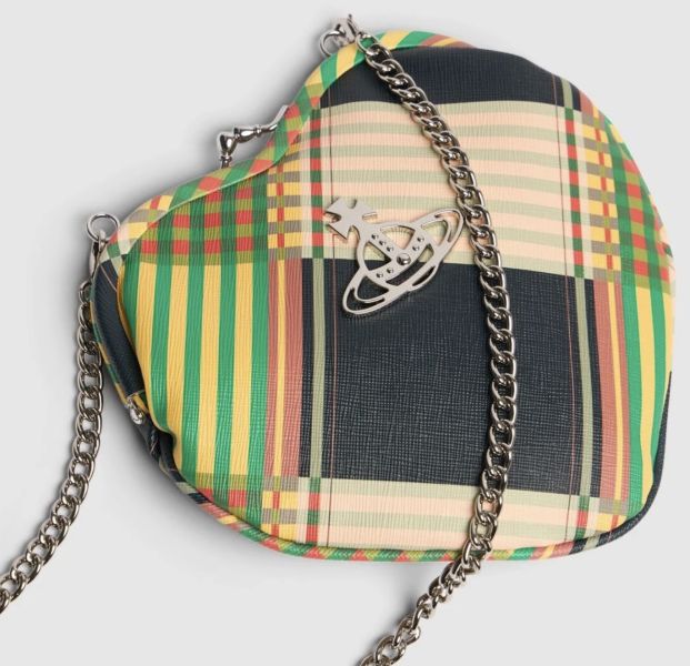 Vivienne Westwood Belle 格紋愛心鏈條餃子包 