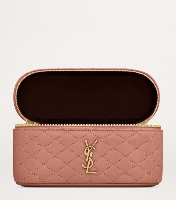 SAINT LAURENT Gaby Vanity粉色絎縫皮革迷你肩背包 