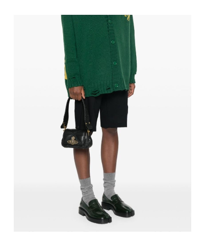 Vivienne Westwood HAZEL 小號絎縫黑色皮革腋下包 