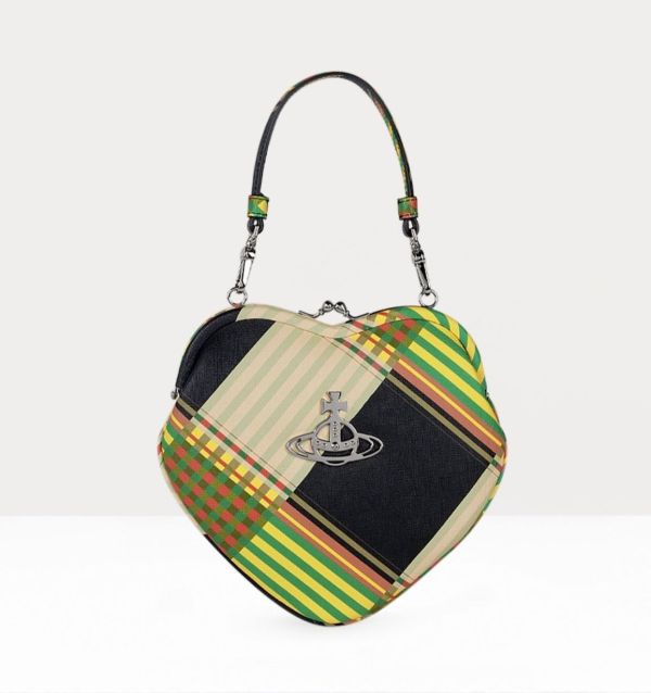 Vivienne Westwood Belle 格紋愛心鏈條餃子包 