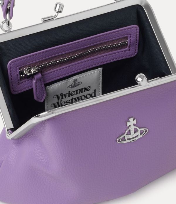 Vivienne Westwood Granny Frame香芋紫荔枝皮鏈條水餃包 