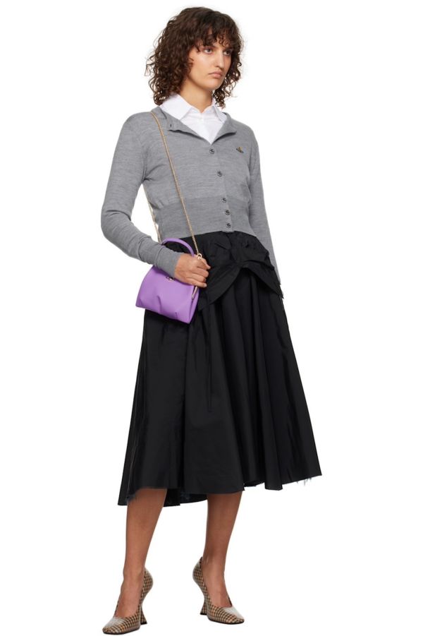 Vivienne Westwood Granny Frame紫羅蘭金鏈牛皮鏈條水餃包 