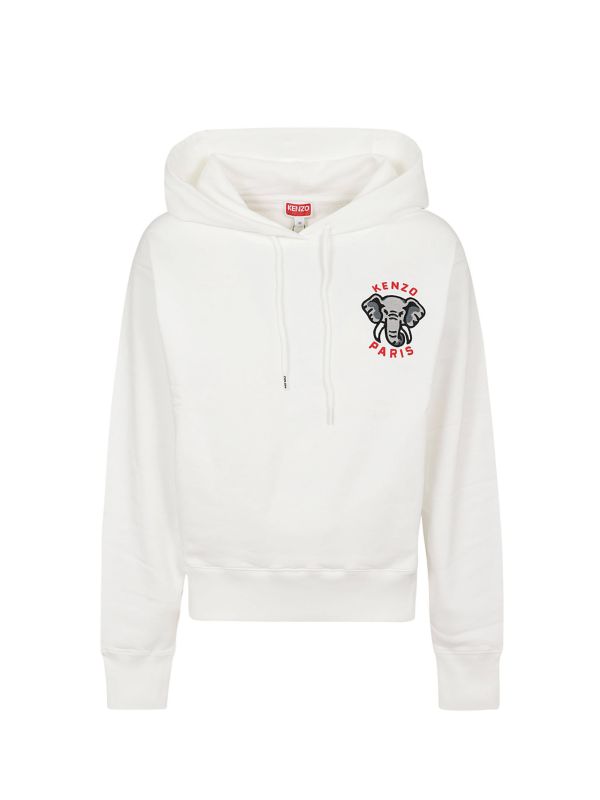 KENZO ELEPHANT CREST 白色刺繡連帽衛衣 (woman) 