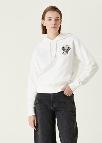 KENZO ELEPHANT CREST 白色刺繡連帽衛衣 (woman) 