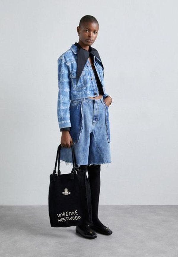 Vivienne Westwood Mabel 大號黑色鉤針編織托特包 