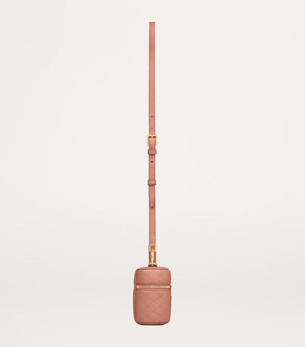 SAINT LAURENT Gaby Vanity粉色絎縫皮革迷你肩背包 